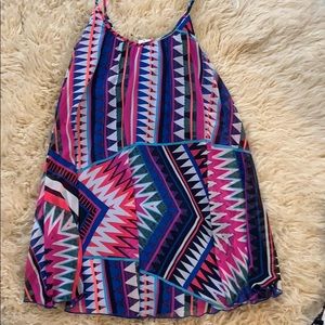 XS NWT Express dress multi color w blue lining